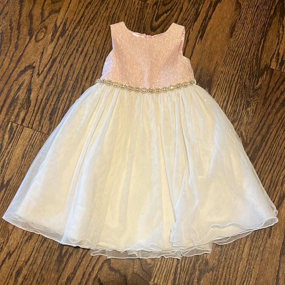 American Princess Pink & Ivory Pageant Wedding Special Event Dress - Girls Sz 5